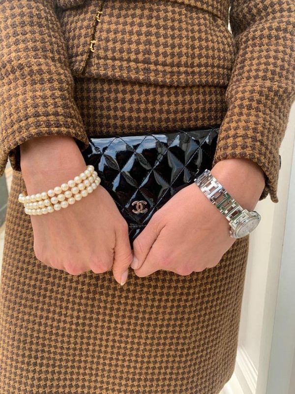 CHANEL Black Quilted Patent Leather Flap Shoulder Wallet On Chain WOC Bag - Image 3