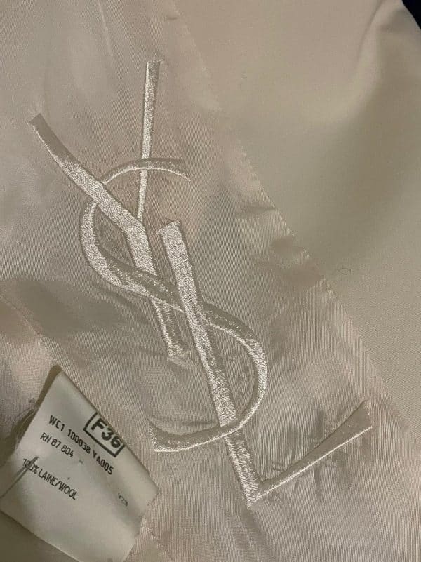 YVES SAINT-LAURENT Suit Jacket Trousers Cream Peak Lapel Vintage Circa 1990 - Image 13