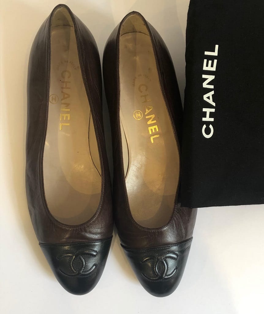 CHANEL Flat Ballet Shoes Ballerinas Bicolour Brown Black - Image 4