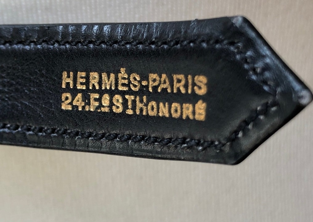 HERMÈS Belt Vintage Calfskin Leather Black Small Rare W/Box - Image 6
