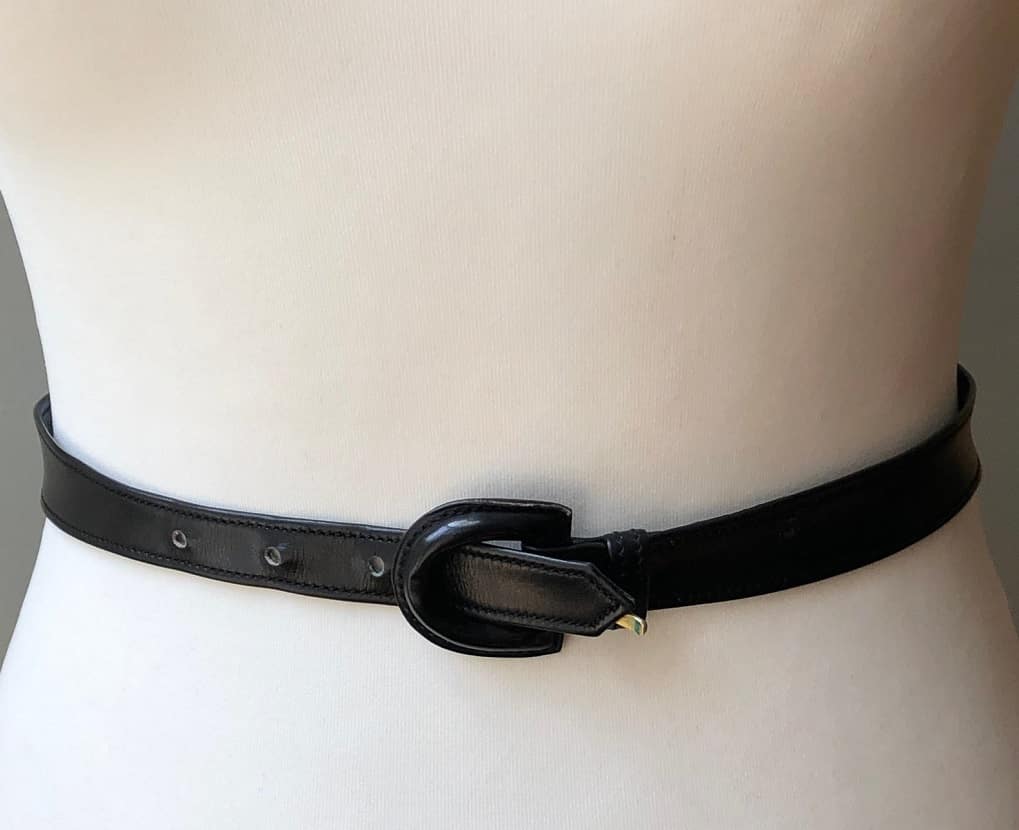 HERMÈS Belt Vintage Calfskin Leather Black Small Rare W/Box - Image 5