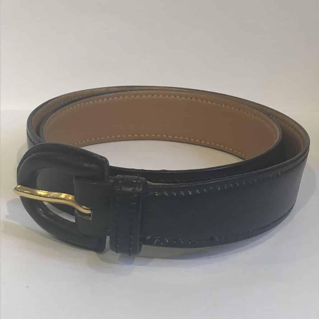 HERMÈS Belt Vintage Calfskin Navy Blue Leather Small Rare W/Box - Image 2