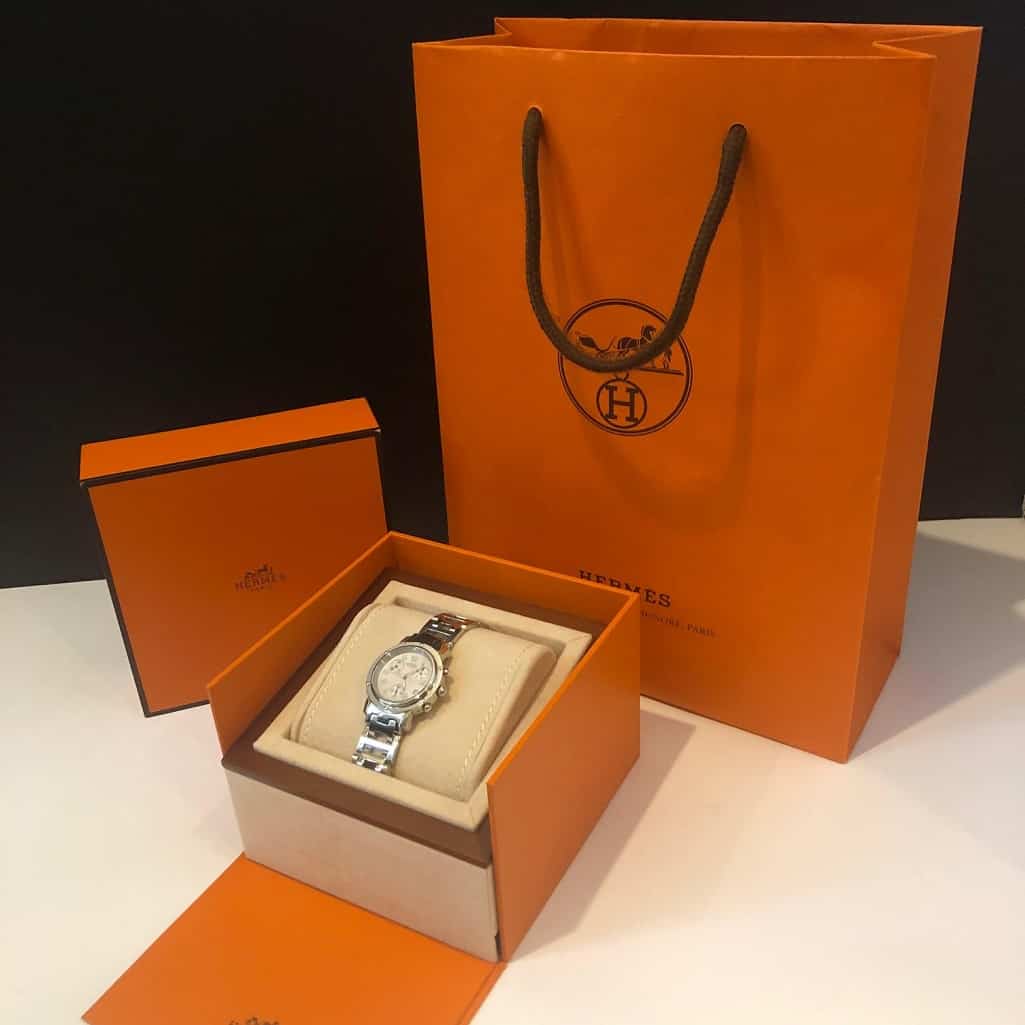 HERMÈS Pink Mother of Pearl Clipper Chronograph CL1.310 Women's Wristwatch 31 mm