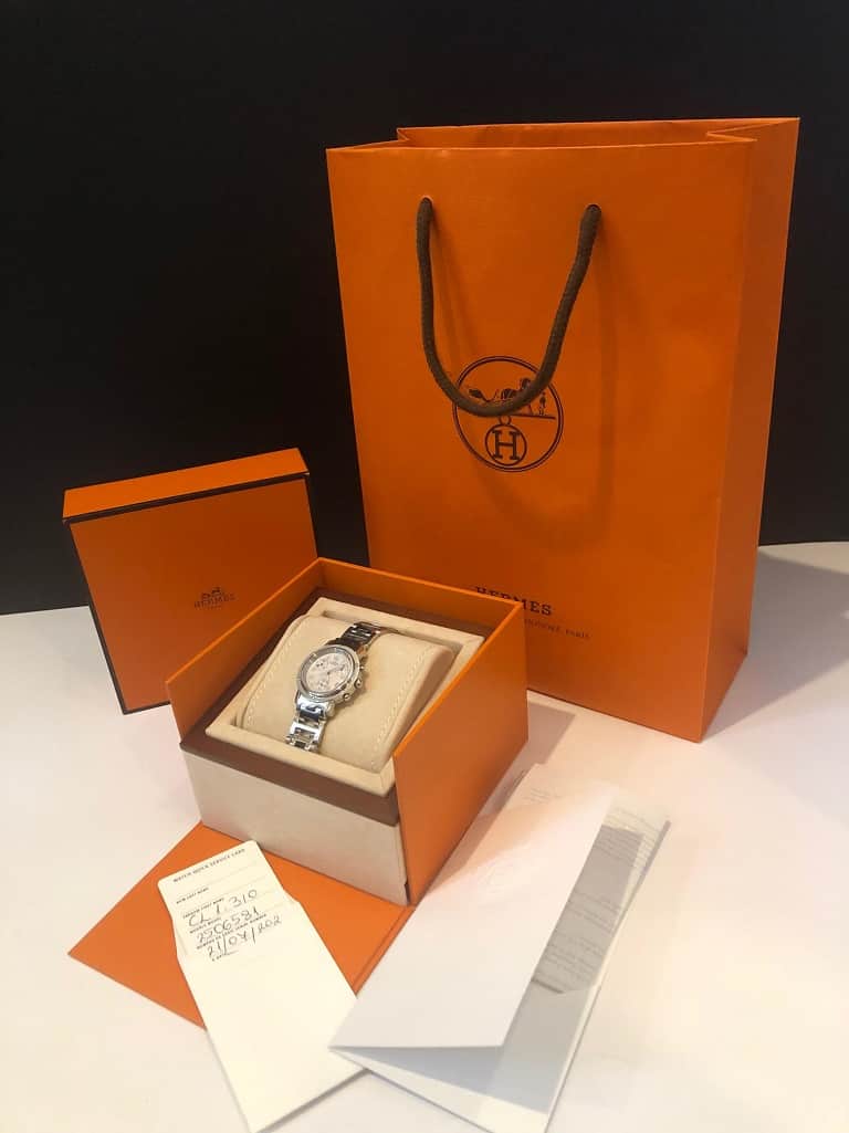 HERMÈS Pink Mother of Pearl Clipper Chronograph CL1.310 Women's Wristwatch 31 mm - Image 12