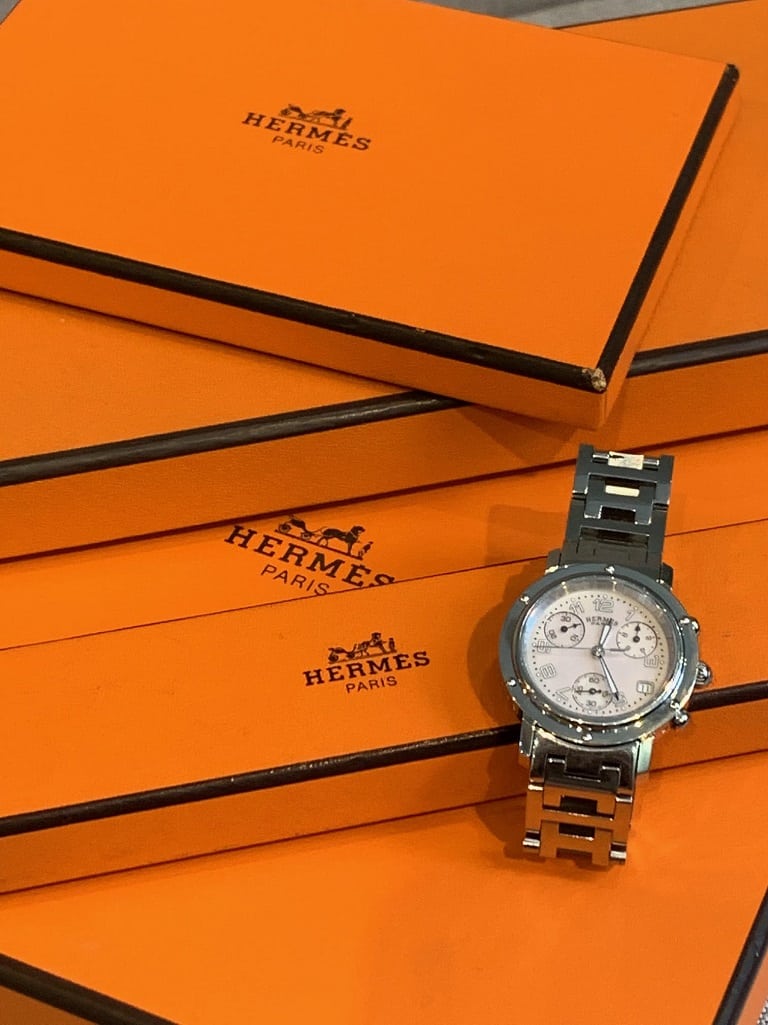 HERMÈS Pink Mother of Pearl Clipper Chronograph CL1.310 Women's Wristwatch 31 mm - Image 2