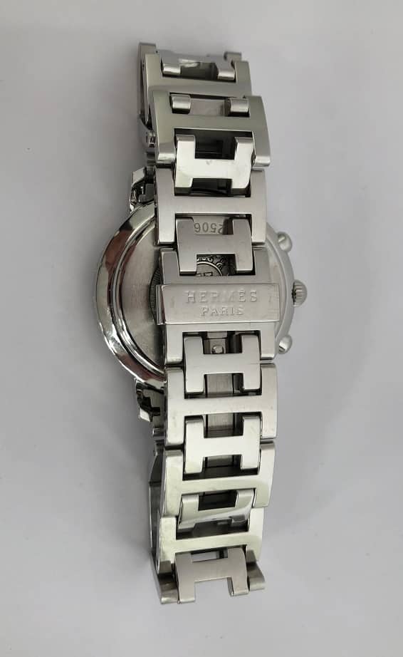 HERMÈS Pink Mother of Pearl Clipper Chronograph CL1.310 Women's Wristwatch 31 mm - Image 9