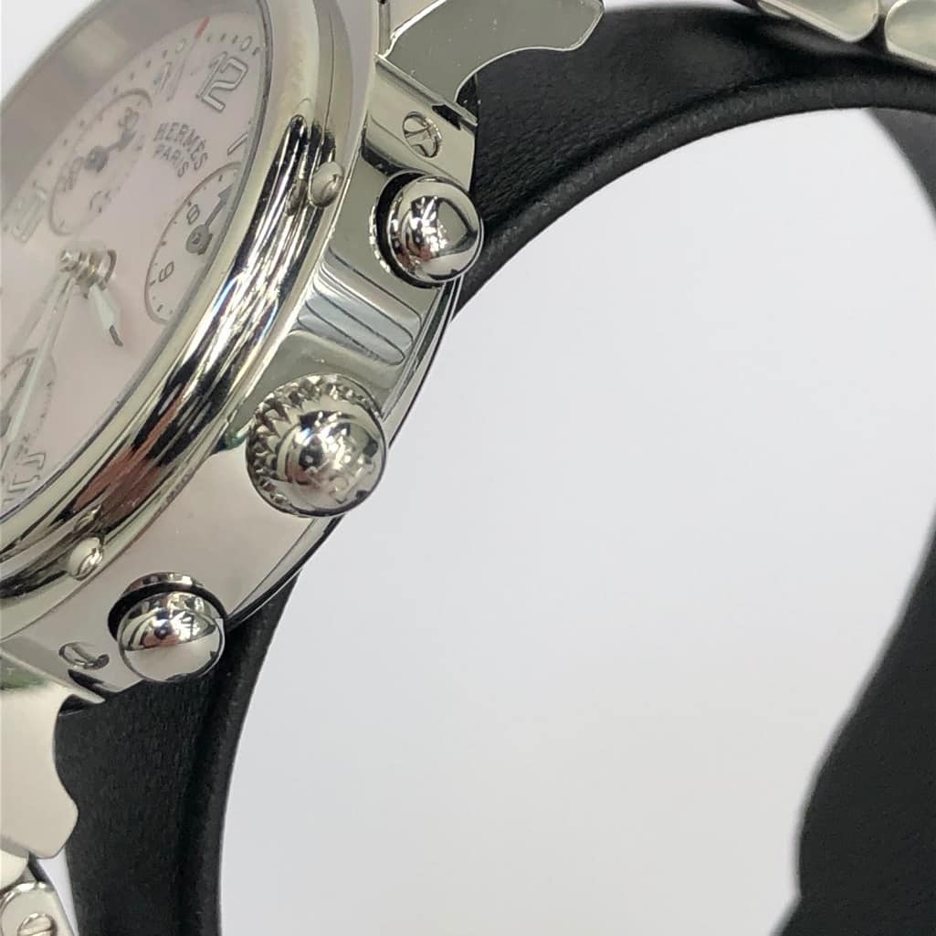 HERMÈS Pink Mother of Pearl Clipper Chronograph CL1.310 Women's Wristwatch 31 mm - Image 8