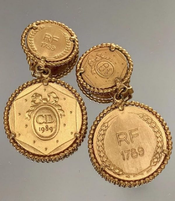 CHRISTIAN DIOR Clip-On Drop Earrings Vintage 'Révolution Française 1789' 1989