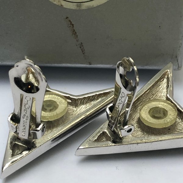 CHRISTIAN DIOR Vintage Arrow Crystal Art Deco Clip-On Earrings 1980s - Image 8