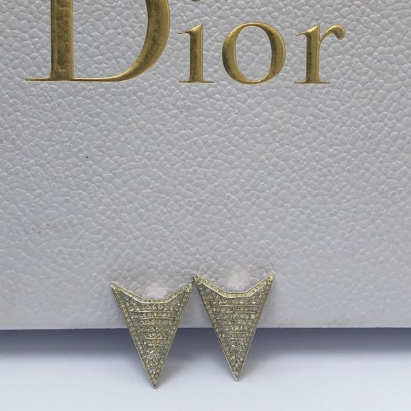 CHRISTIAN DIOR Vintage Arrow Crystal Art Deco Clip-On Earrings 1980s - Image 4