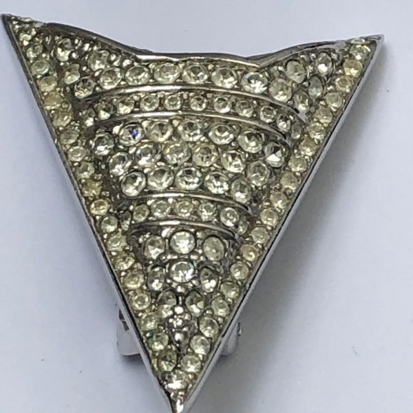 CHRISTIAN DIOR Vintage Arrow Crystal Art Deco Clip-On Earrings 1980s - Image 7