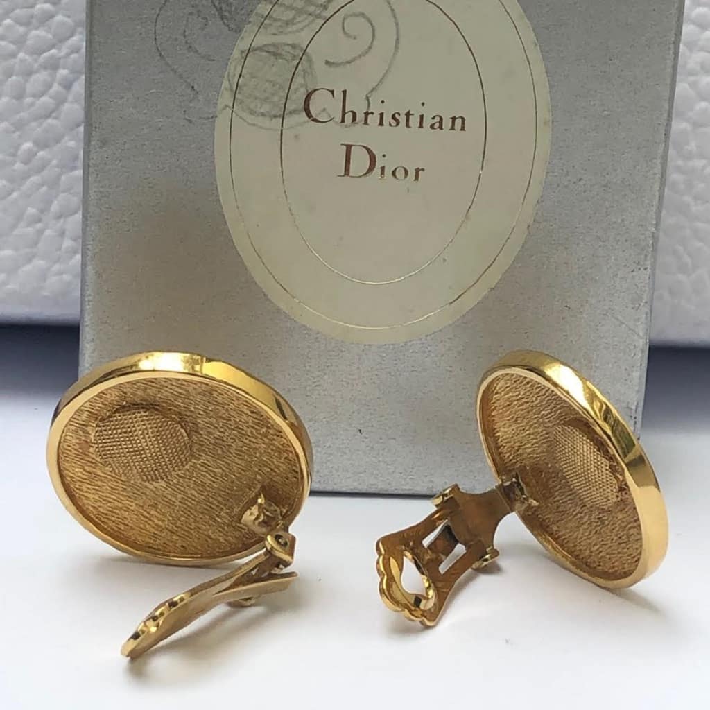 CHRISTIAN DIOR Vintage Round CD Monogram Gold Tone Clip-On Earrings 1980s - Image 5