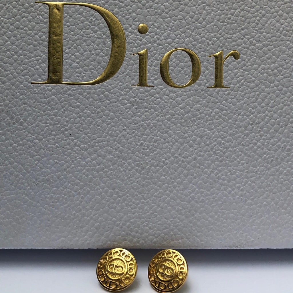CHRISTIAN DIOR Vintage Round CD Monogram Gold Tone Clip-On Earrings 1980s - Image 2