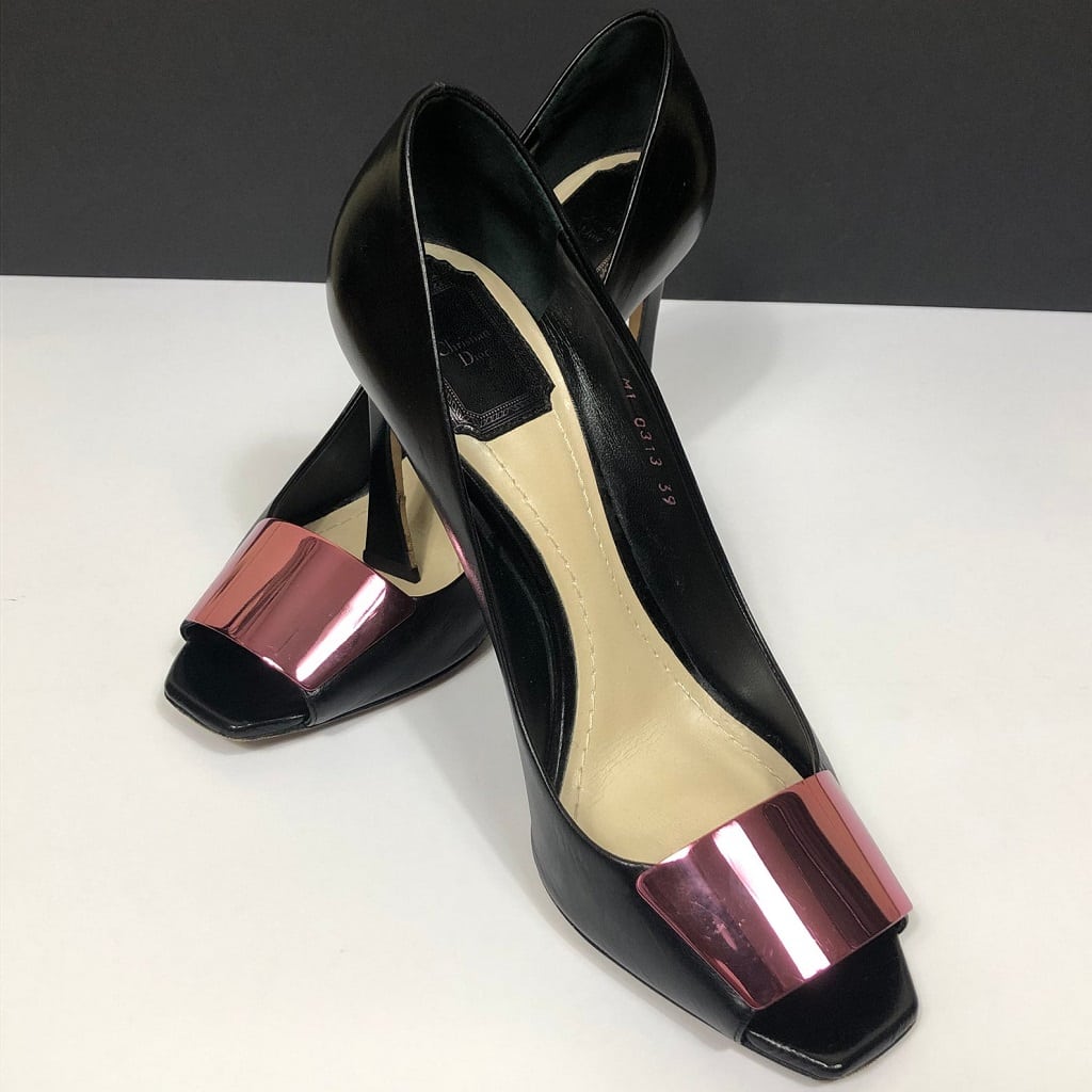 DIOR Pump Heeled Stiletto Black Buckle 39 - Image 4