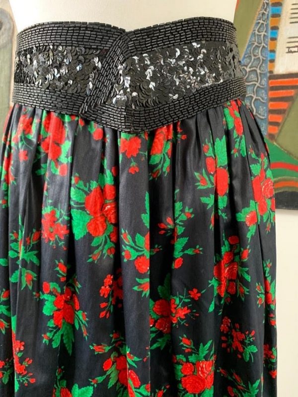 1960 Black Vintage Sequin Belt Arrow Shape - Image 2