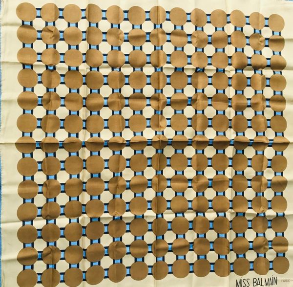 BALMAIN Scarf Vintage Miss Balmain Silk Geometric Rare 1960-1970 - Image 4