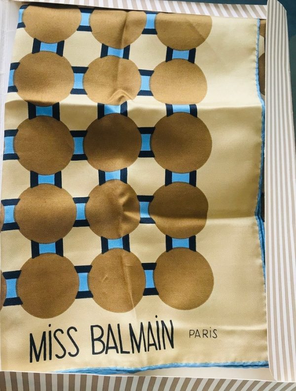 BALMAIN Scarf Vintage Miss Balmain Silk Geometric Rare 1960-1970 - Image 5