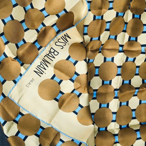 BALMAIN Scarf Vintage Miss Balmain Silk Geometric Rare 1960-1970 - Image 3