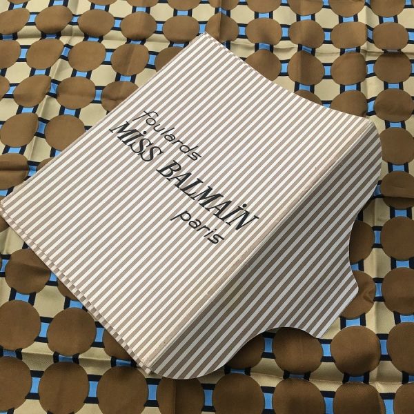 BALMAIN Scarf Vintage Miss Balmain Silk Geometric Rare 1960-1970 - Image 2