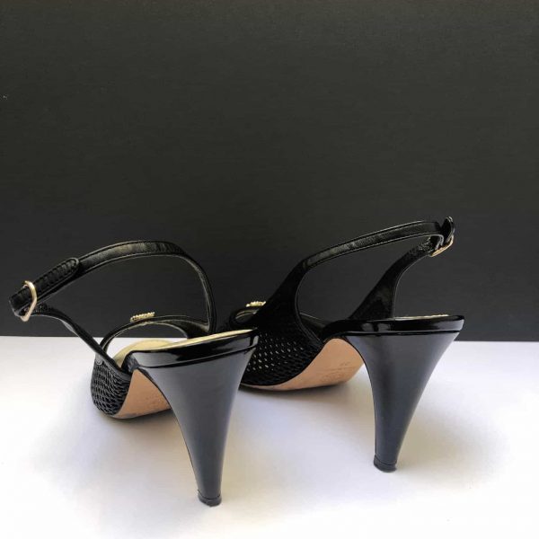 CHANEL Slingback Pumps CC Logo Pearls Black - Image 6