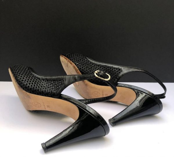 CHANEL Slingback Pumps CC Logo Pearls Black - Image 7