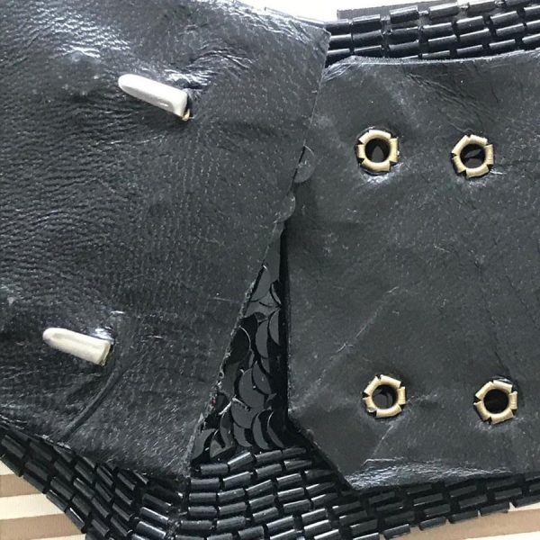 1960 Black Vintage Sequin Belt Arrow Shape - Image 6