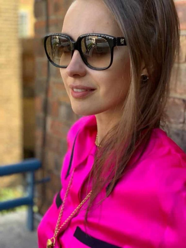 EMMANUELLE KHANH Black Diamante Sunglasses Vintage Square oversized frame glasses