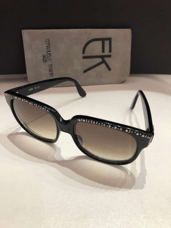 EMMANUELLE KHANH Black Diamante Sunglasses Vintage Square oversized frame glasses - Image 3