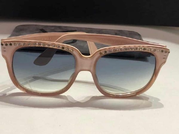 EMMANUELLE KHANH Dust Pink Diamante Sunglasses Vintage Square oversized frame glasses - Image 3