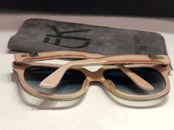 EMMANUELLE KHANH Dust Pink Diamante Sunglasses Vintage Square oversized frame glasses - Image 4