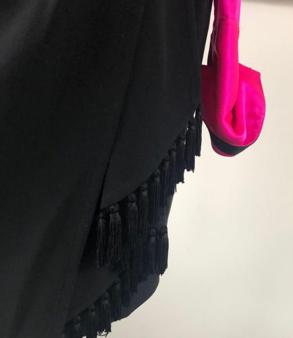 ESCADA COUTURE Vintage Draped Wrap Black Skirt 1980s - Image 6