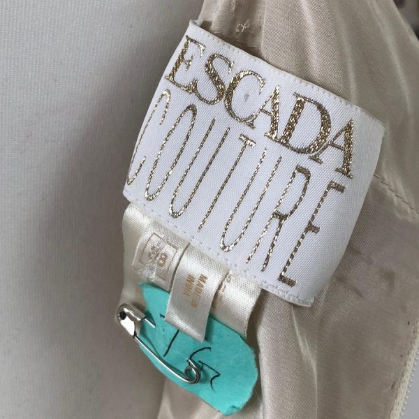 ESCADA Couture Vintage Evening Silk Gown Wedding Cream Sequined 1980s - Image 6