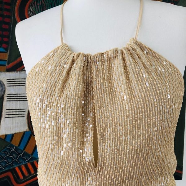 ESCADA Couture Vintage Evening Silk Gown Wedding Cream Sequined 1980s - Image 3