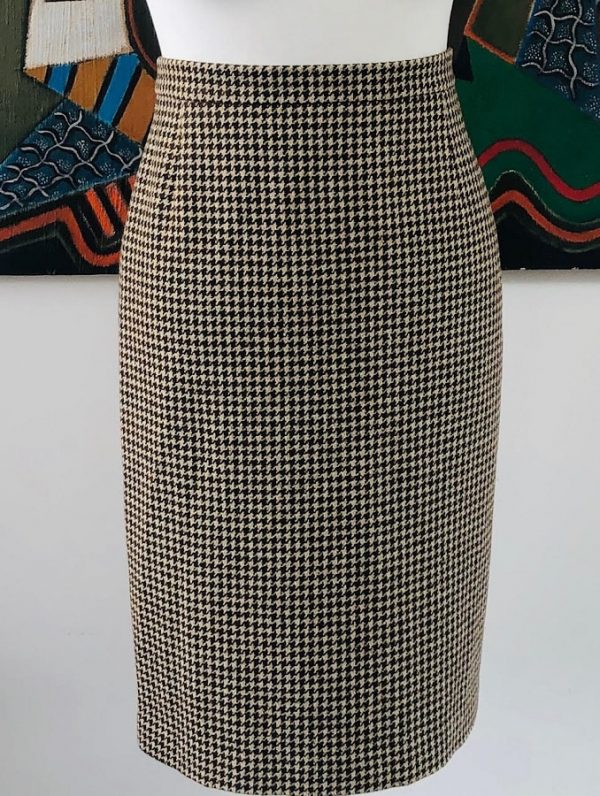 ESCADA Vintage 80s Checked Suit Jacket Skirt Fur Collar Cashmere Emilio Zegna Fabric - Image 4