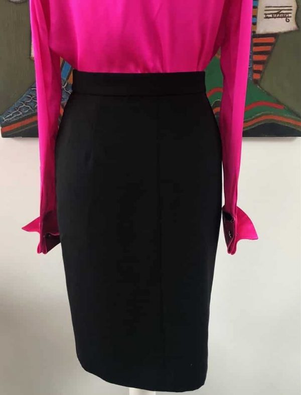 ESCADA Vintage Black Skirt Gold Jewel Buttons 1980s - Image 5