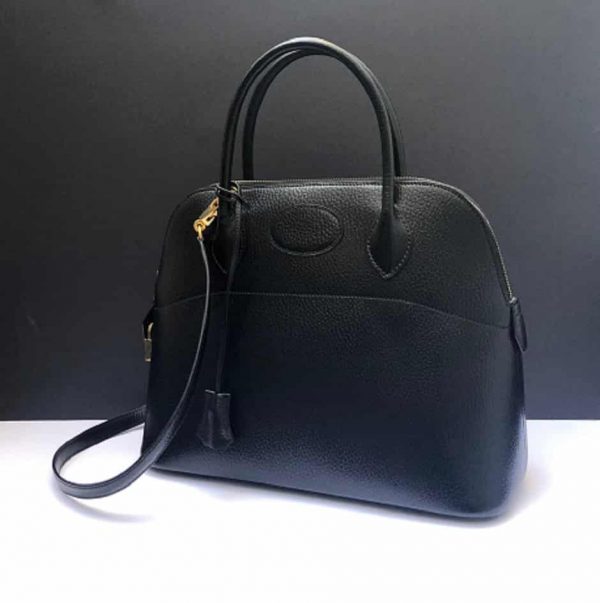 HERMÈS Handbag Bolide Hermès Leather Black GHW Vintage W/Box - Image 4
