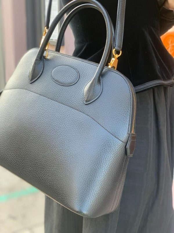 HERMÈS Handbag Bolide Hermès Leather Black GHW Vintage W/Box - Image 3