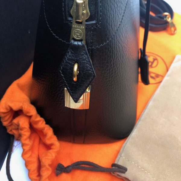 HERMÈS Handbag Bolide Hermès Leather Black GHW Vintage W/Box - Image 15