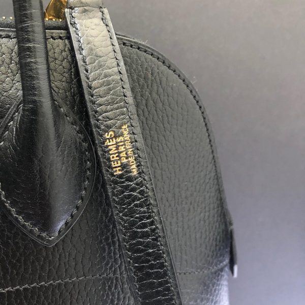 HERMÈS Handbag Bolide Hermès Leather Black GHW Vintage W/Box - Image 10