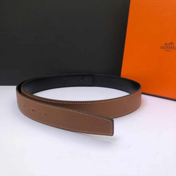 HERMÈS Belt H Constance Reversible 32 mm Tan / Black Brushed Palladium 95 - Image 6