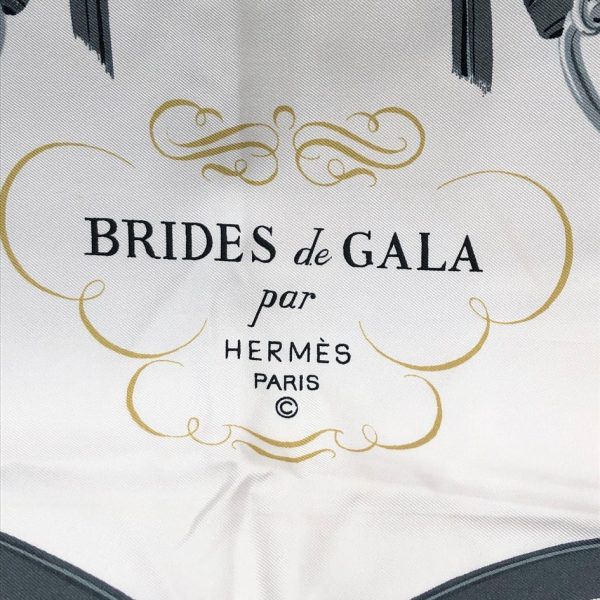 HERMÈS Scarf Brides de Gala Silk H Grygkar Pink Grey Gold W/Box - Image 3
