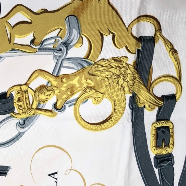 HERMÈS Scarf Brides de Gala Silk H Grygkar Pink Grey Gold W/Box - Image 5