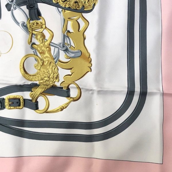 HERMÈS Scarf Brides de Gala Silk H Grygkar Pink Grey Gold W/Box - Image 2