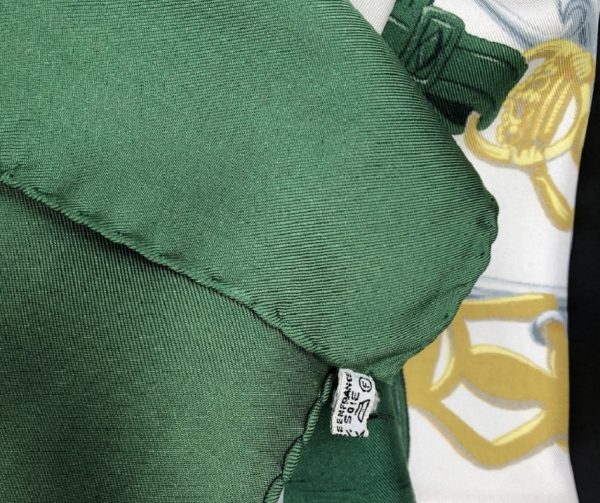 HERMÈS Scarf Brides de Gala Silk H Grygkar Racing Green Gold W/Box - Image 6