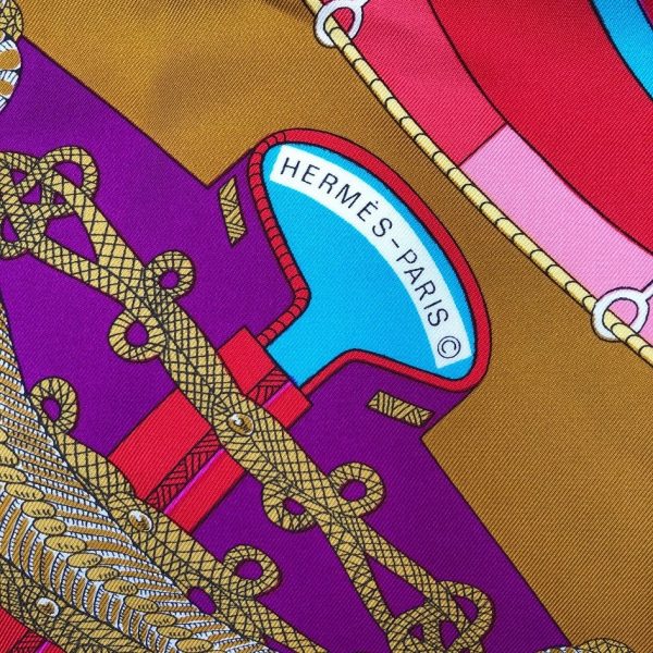 HERMÈS Scarf Circus Silk Annie Faivre 1982 Fuchsia Pink Multi W/Box - Image 2