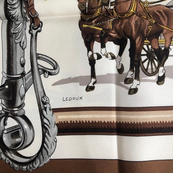HERMÈS Scarf Equipages Vintage Silk Ledoux 1973 W/Box - Image 7