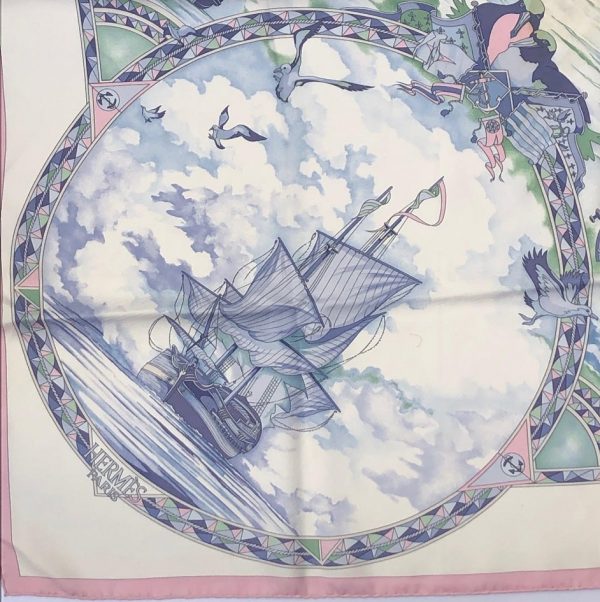 HERMÈS Scarf Frégates Magnifiques Silk Dominik Jarlegant 2004 W/Box - Image 9
