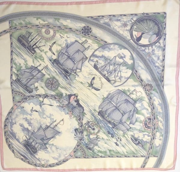HERMÈS Scarf Frégates Magnifiques Silk Dominik Jarlegant 2004 W/Box - Image 10