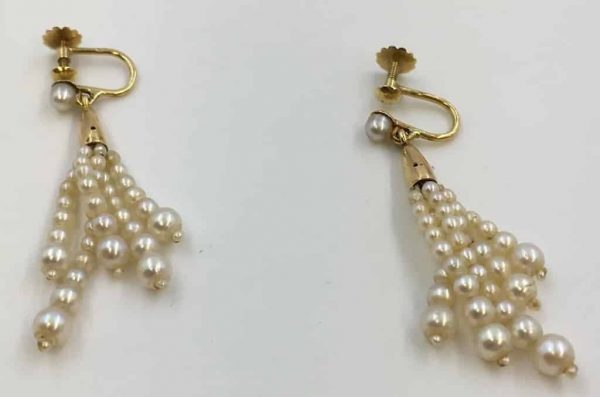 Pendant Drop Pearl Earrings 18K Akoya Pearl - Image 3