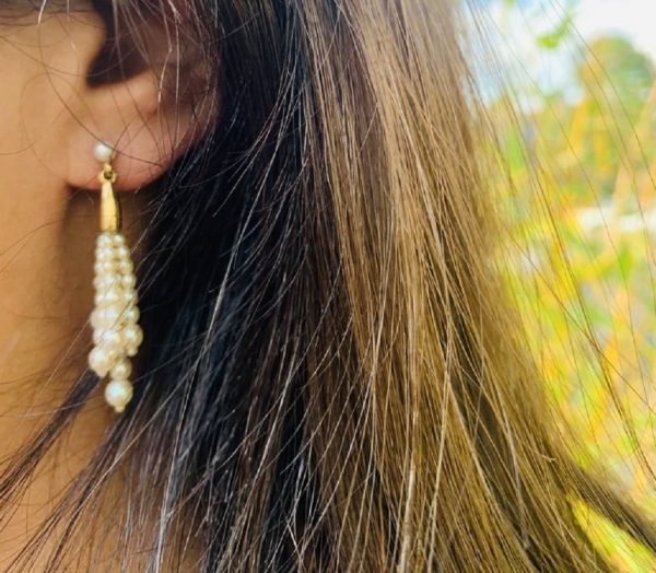 Pendant Drop Pearl Earrings 18K Akoya Pearl - Image 5